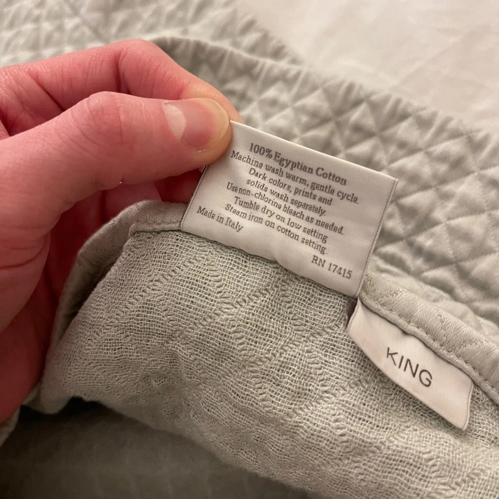 SFERRA Light Gray Quilted Pillow Shams - Set of 2